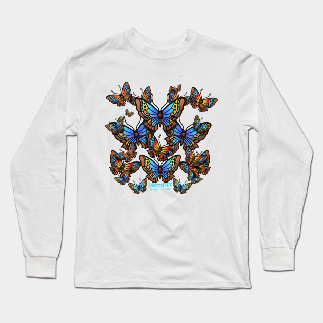 Trad Butterflies Long Sleeve T-Shirt by MetroInk